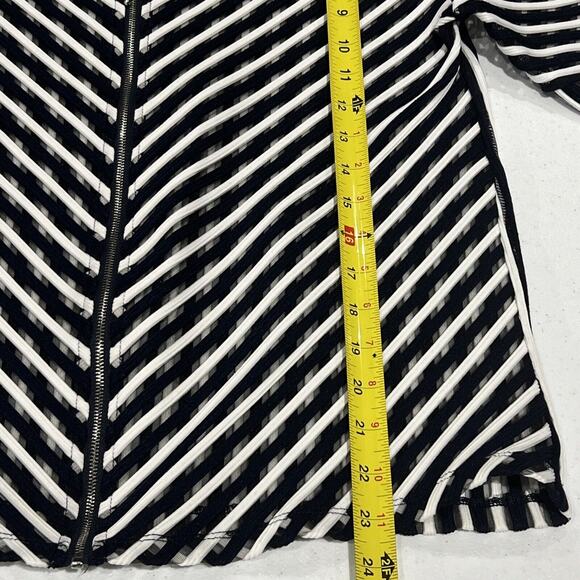 CHICO'S 1 chicos size medium Easywear Navy SHEER MESH STRIPE ZIP UP JACKET - Picture 5 of 10